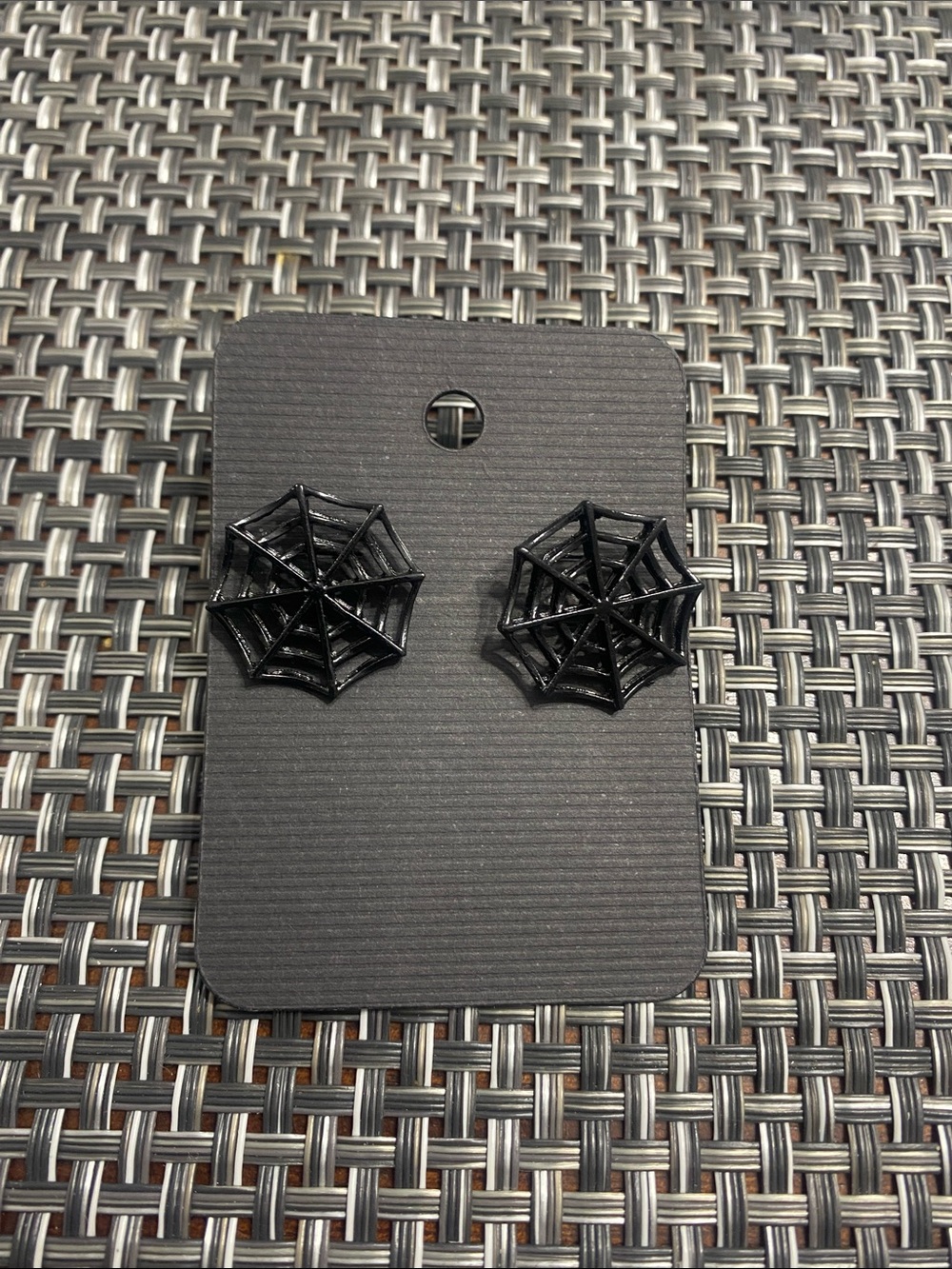 Black Spider Web Stud Earrings - Cute Halloween Accessories
